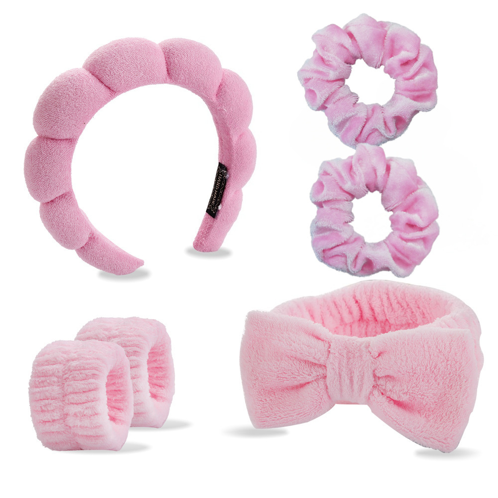 Ensemble de 6 élastiques à cheveux en velours rose - emballage OPP