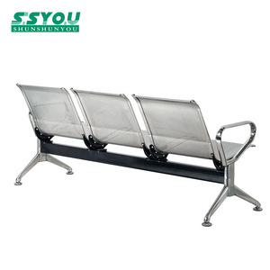 Silla de espera Ssyou de acero inoxidable de 3 plazas con pasamanos para uso público en aeropuertos y hospitales - Product Image 1