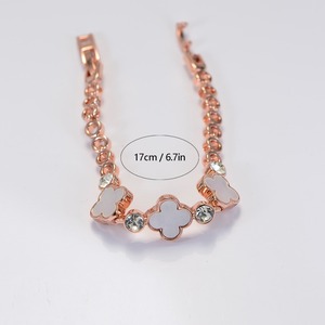 Elegant Rose Gold Lucky Charm <b>Bracelet</b> with Mother-of-Pearl CZ Accent Daily Stacking Gift - Product Image 4