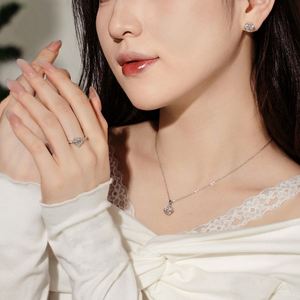 Heart Cut Zircon Jewelry <b>Set</b> 925 <b>Silver</b> Rhodium Plated <b>Necklace</b> Ring <b>Earrings</b> Women Romantic Engagement Party Style - Product Image 3