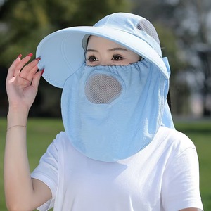 Sombrero para recolección de té para mujer, color azul cielo, de algodón, con protección solar, para uso en exteriores en verano - Product Image 5