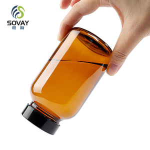 Hổ phách chai thủy tinh tròn miệng rộng có nắp vặn 30ml-500ml để lưu trữ thuốc - Product Image 2