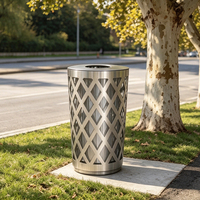 Poubelle extérieure conique commerciale 61L en acier inoxydable brossé, à ouverture supérieure, écologique, grande taille, moderne et luxueuse pour déchets publics