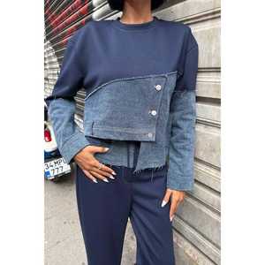 Conjunto de Mezclilla Modal Asimétrico de Manga Larga y Transpirable para Mujer 10269 - Product Image 2