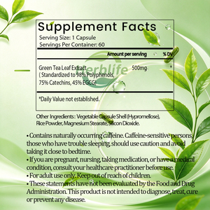 Cápsulas de Extracto de Té Verde de Marca Privada OEM, Ricas en EGCG y Polifenoles, Suplemento Dietético Vegano, Soporte Antioxidante, 60 Cápsulas - Product Image 4