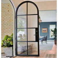 Puerta de Arco de Hierro con Marco de Acero y Vidrio Negro Curvo Interno Personalizado Estándar de Australia en Venta