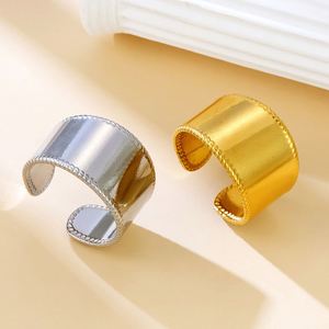 Wholesale 18K Gold Plated Vintage Women's Concave <b>Ring</b> <b>Adjustable</b> Opening Stainless Steel Jewelry for Wedding and Engagement - Product Image 1