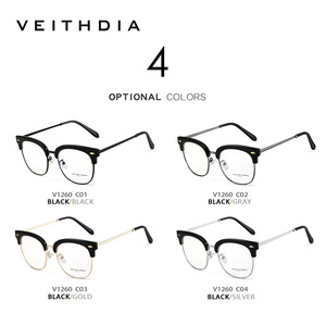 Veithdia Metal Browline Half <b>Frame</b> Eyeglasses Pc Lens Blue Light Protection Unisex Rectangle 1260 - Product Image 5