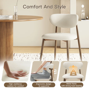 Sillas de Comedor Modernas Tosee - Respaldo Curvo de Tela Beige Claro, Patas de Madera Maciza Marrón Claro, 1 Año de Garantía para Cocina y Comedor - Product Image 4