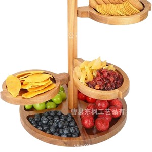 Estante giratorio de madera de 5 niveles para almacenar frutas y refrigerios, bandeja multiusos para postres de fiesta - Product Image 5