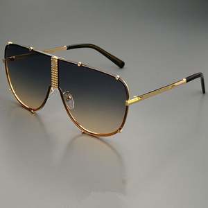 Gafas de Sol de Piloto Extra Grandes con Logotipo Personalizado, Moda Vintage 2025, para Hombre y Mujer, Montura Grande, Estilo Punk, Lentes Degradadas con Protección UV400, Metálicas - Product Image 1