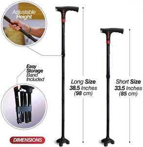 Canne pliable en alliage d'aluminium avec lumière LED intelligente réglable, radio FM, embout en caoutchouc, activités <span class=keywords><strong>de</strong></span> plein air, randonnée, USB - Product Image 4