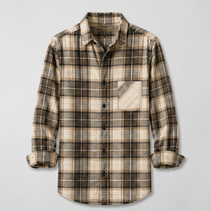 เสื้อเชิ้ตแขนยาวลำลองสำหรับผู้ชาย คอปกพับได้ แขนยาวเต็มตัว ผ้าฝ้าย - Product Image 1