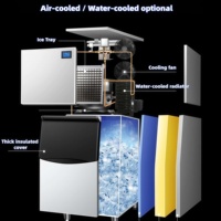 Machine à glaçons modulaire avec compresseur haute puissance, stérilisation par lumière bleue, fabrication de glaçons sur 24h, pour café, en acier inoxydable 304, économe en énergie