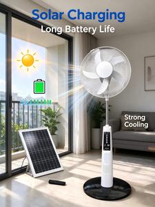 Electrical Solar Fan Price Two Solar Charging <b>Folding</b> Fan Color Box Solar Powered <b>Table</b> Fan - Product Image 3