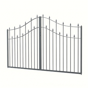 Puertas Dobles Batientes de Hierro Forjado Tradicionales para Casas de Estilo Clásico, con Recubrimiento en Polvo, Duraderas y Fáciles de Instalar - Product Image 1