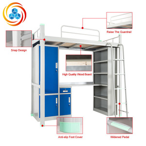 <span class=keywords><strong>Lit</strong></span> superposé moderne en fer YiCun pour adultes avec armoire intégrée, idéal pour appartement étudiant, mobilier de dortoir en métal - Product Image 5