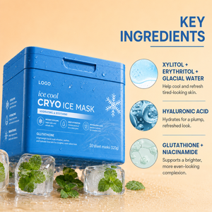 Masque facial Cryo Glace Hydratant et Rafraîchissant pour l'été – Apaise les Coups de Soleil et les Peaux Irritées – Tous Types de Peaux – Marque Privée - Product Image 5