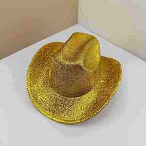 Sombrero de Vaquero Dorado al por Mayor para Mujer, Estilo Occidental, PVC Ecológico, en Blíster - Product Image 6