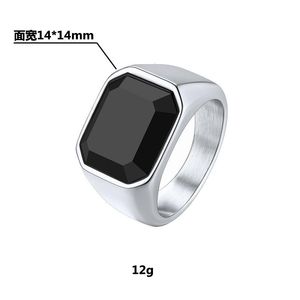 New Male <strong>Black</strong> <strong>Stone</strong> Stainless Steel <strong>Ring</strong> <strong>Silver</strong> Color Hip Hop Party Punk <strong>Rings</strong> for Men Wedding Jewelry - Product Image 5