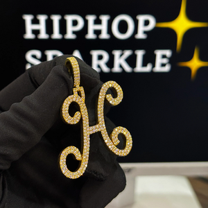 Pendentif lettre H de haute qualité, 1,5 x 1,65 pouces, simple couche, entièrement serti de diamants en moissanite, en argent 925, style hip-hop, personnalisé - Product Image 4