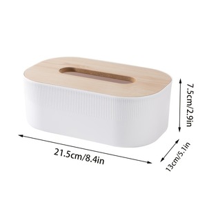 Boîte à mouchoirs arquée avec couvercle, grand distributeur de serviettes, finition huilée, idéale pour salle de bain, chambre, salon, dortoir - Product Image 2