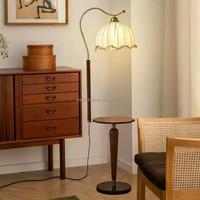 Lampe de sol en bois scandinave moderne avec abat-jour en forme de fleur LED, base E27, pour bureau ou hôtel