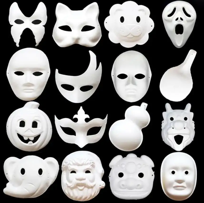 Maschera di carta verniciabile bianco polpa bianco artigianato maschere mascherate festa di Halloween arredamento per le donne uomo e bambino