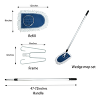 Recharge de tête de vadrouille sèche avec cadre Poignée réglable Tampon de vadrouille à poussière en coton pour le nettoyage des sols NO.9218