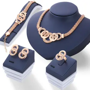 NUORO批发热卖廉价新款黄金珠宝4件套项链，用于派对土耳其水钻婚礼珠宝套装