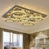 Décoration d'intérieur, luminaire de plafond fantaisie, rectangulaire, à montage en surface, lustre LED, commande par interrupteur, lampe de plafond en cristal