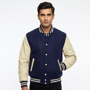 Blouson universitaire d'hiver personnalisé pour homme, style décontracté, avec col montant et logo frontal, respirant, séchage rapide, style urbain - Product Image 1
