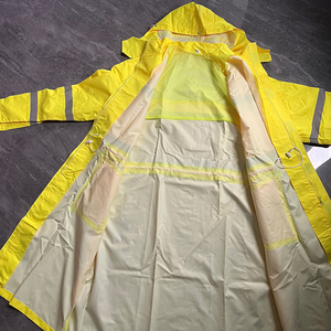 Imperméable de sécurité imperméable pour hommes et femmes avec fermeture auto-agrippante et fermeture éclair, en Oxford 300D haute visibilité réfléchissant, long - Product Image 4