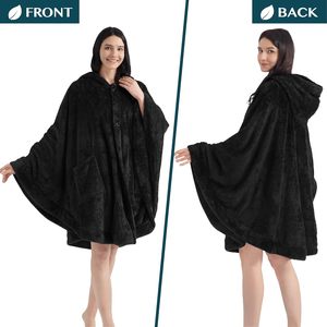 Usine surdimensionné moelleux châle Cape avec capuche femmes portable Sherpa <span class=keywords><strong>polaire</strong></span> manches couvertures Wrap <span class=keywords><strong>Poncho</strong></span> avec capuche pour adultes - Product Image 2