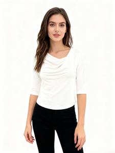 Da donna estiva lavorato a <span class=keywords><strong>maglia</strong></span> morbida di alta qualità con <span class=keywords><strong>grande</strong></span> risvolto a coste con collo a barca alla moda maniche a gomito elegante Pullover - Product Image 6