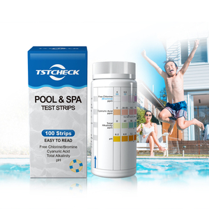 Kit de Tiras Reactivas 4 en 1 <span class=keywords><strong>para</strong></span> <span class=keywords><strong>Piscinas</strong></span> - Mide <span class=keywords><strong>Cloro</strong></span> Libre, PH, Ácido Cianúrico y Alcalinidad Total <span class=keywords><strong>para</strong></span> el Mantenimiento de <span class=keywords><strong>Piscinas</strong></span> y Spas - Product Image 1