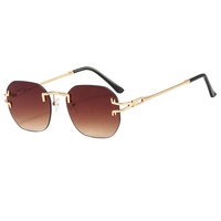 Femmes Hommes Best-seller Lunettes de soleil sans cadre en diamant Lentilles UV400 Lunettes de soleil tendance en métal coloré