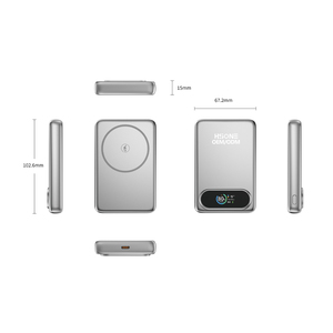 Chargeur sans fil magnétique LX27p L avec corps métallique, 10000 mAh, offrant une charge sans fil 25W, une charge filaire 35W et un écran d'affichage - Product Image 1