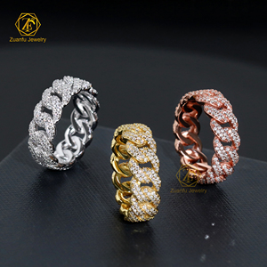 2026 도매 맞춤형 고급 보석 남성용 풀 모이사나이트 7mm 큐반 링 925 실버 큐반 링 - Product Image 6