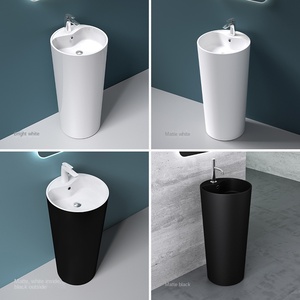 Lavabo a <span class=keywords><strong>colonna</strong></span> autoportante in pietra artificiale Doporro, design moderno e minimalista, per hotel e pensioni in Germania - Product Image 3