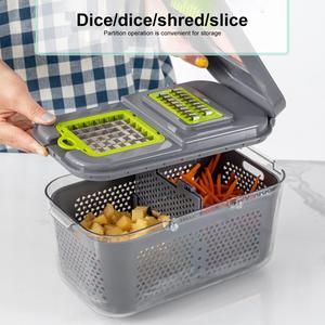 <span class=keywords><strong>Mandoline</strong></span> multifonction 22-en-1 : Trancheuse, Hachoir, Râpe à Carottes avec Panier de Drainage et Poignée - Product Image 3