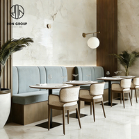 Muebles para Cafetería, Mesa y Juego de Sillas Redondas de Mármol, Semicirculares, para Restaurante, Cafetería, con Asientos Tipo Sofá