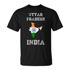 Camiseta Vintage con Mapa de la Bandera del Uttar Pradesh, India, Hecha a Mano, Ropa Promocional de la India - Product Image 2