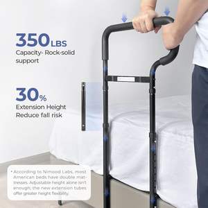Déambulateur à lit double ergonomique et réglable en hauteur pour personnes âgées, poignée antidérapante pour marcheurs, mains courantes larges et confortables - Product Image 1