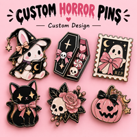 Broche d'horreur en alliage de zinc, autocollant bombé, œil de zombie noir teinté, épingle de revers maison hantée, vente en gros, fabricant de marchandises