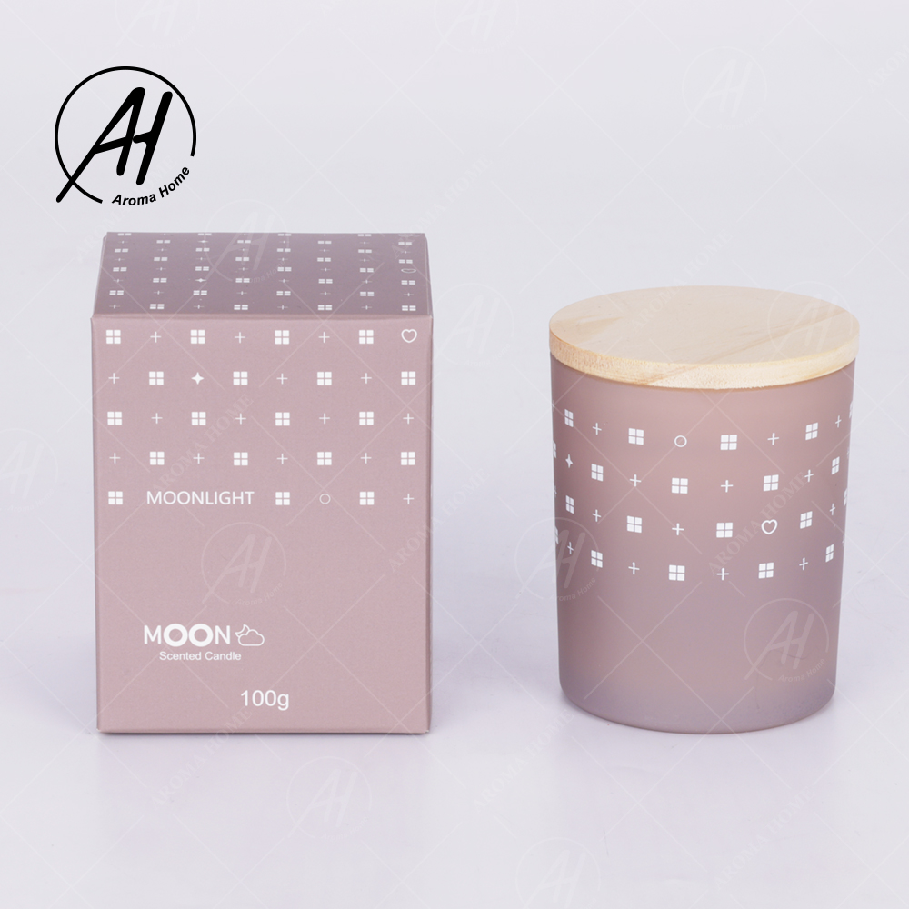 AROMA HOME Glass Jar Wood Lid Smokeless Soy Wax Candle Private Label 5.5OZ 7OZ 8OZ 7
