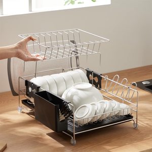 Égouttoir à vaisselle ménager parfait en acier inoxydable à 2 niveaux PF-KA0006 - Product Image 4