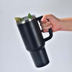 Gobelet isotherme extérieur en acier inoxydable avec poignée et paille, personnalisable avec logo, 30oz et 40oz, modèle H2.0 - Product Image 1