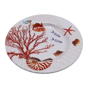 Assiette en mélamine motif homard corail marin, vaisselle en plastique, vaisselle animaux marins, vente en gros - Product Image 3