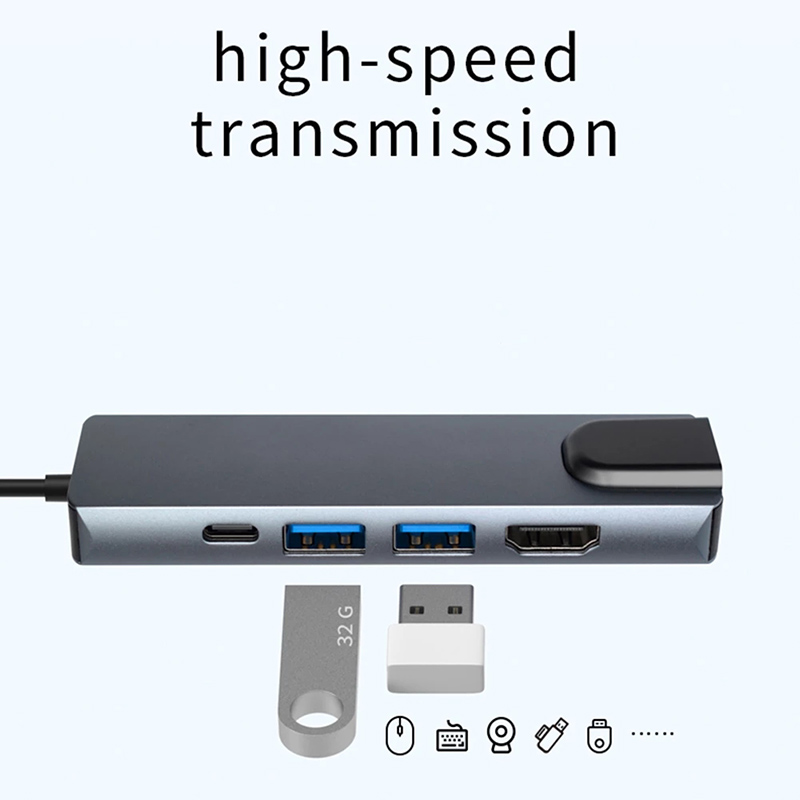 Hub usb tipo c 5 in 1, hub hdtv 4k usb c para gigabit ethernet rj45 lan adaptador para mac kitap pro yıldırım 3 USB-C